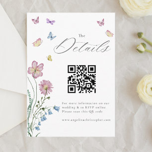 Carte D'accompagnement Elégant Fleur sauvage Butterfly Détails du Mariage