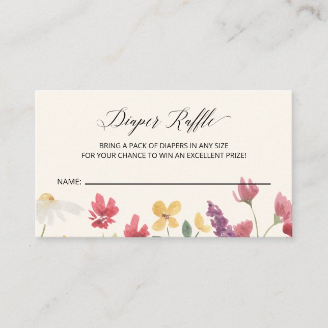 Carte D'accompagnement Élégant Fleur sauvage d'été Boho Déchets Raffle (Devant)