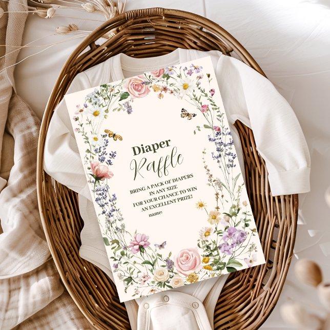 Carte D'accompagnement Élégant Fleur sauvage Diapper Raffle (Créateur téléchargé)