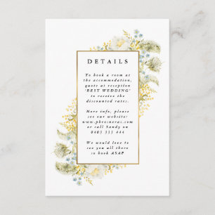 Carte D'accompagnement Élégant Fleur sauvage encadré or Mariage Edging