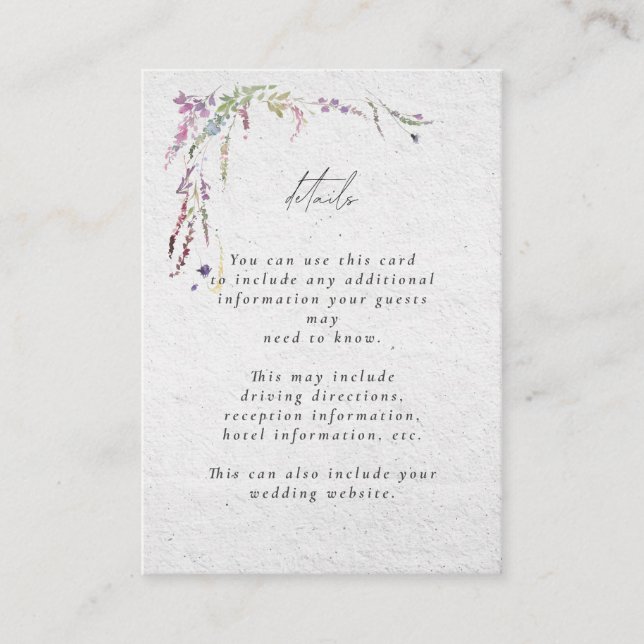 Carte D'accompagnement Élégant Fleur sauvage moderne Mariage de script (Devant)