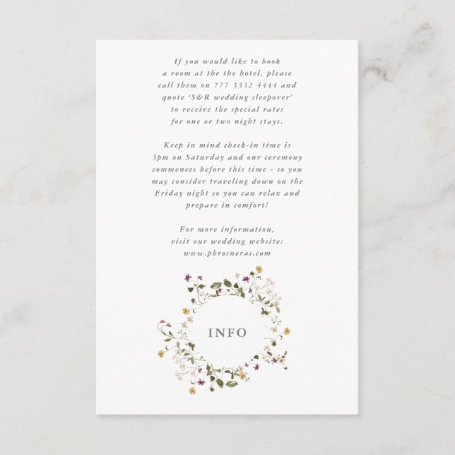 Carte D'accompagnement Élégant Fleur sauvage séché Pampas Mariage Floral (Devant)