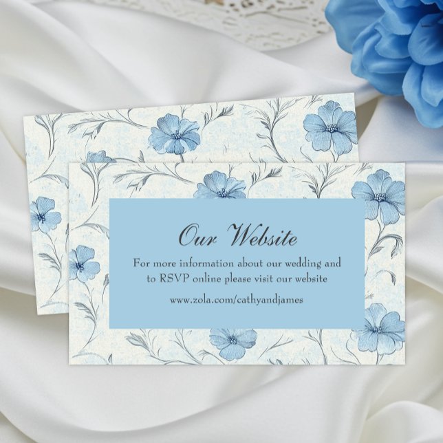 Carte D'accompagnement Elégant Floral Blue Country Garden Wedding Website (Créateur téléchargé)