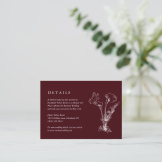 Carte D'accompagnement Elegant Floral Burgundy Wedding Details Card