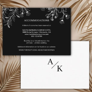 Carte D'accompagnement Elégant Floral noir et blanc Détails du Mariage