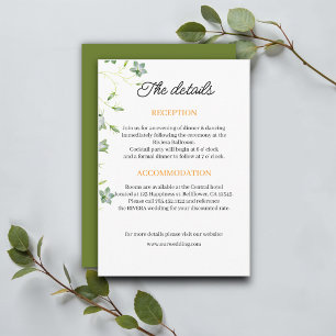 Carte D'accompagnement Elégant Floral Olive Green Détails du Mariage