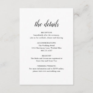 Carte D'accompagnement Elégant Formal Black Blanc Détails Simple Mariage