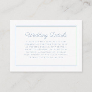Carte D'accompagnement Élégant Formal Powder Blue Script Mariage Détail