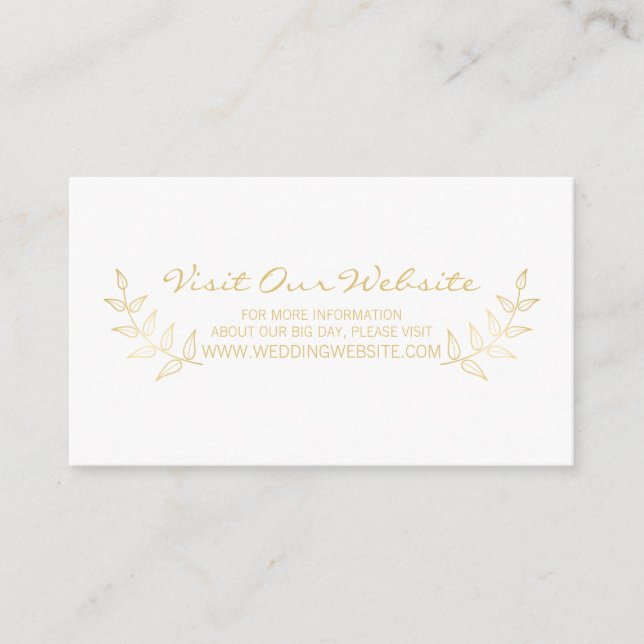 Carte D'accompagnement Elegant Gold Laurels Site Mariage (Devant)