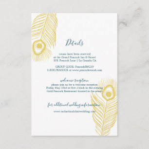 Carte D'accompagnement Elegant Gold Peacock Mariage Informations clients