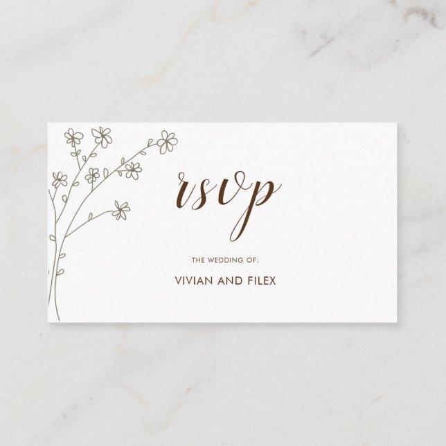 Carte D'accompagnement Elégant Golden Exemple de mariage floral RSVP (Dos)