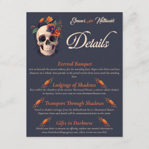 Carte D'accompagnement Élégant gothique 3D crâne floral détails du code Q