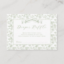 Elegant Green Bow Vintage Floral Diaper Raffle