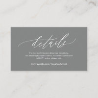 Élégant Gris Foncé, Détails du Mariage, RSVP en li