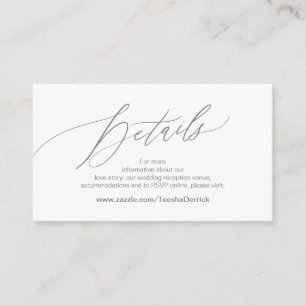 Carte D'accompagnement Elégant gris foncé, détails Mariages, RSVP en lign