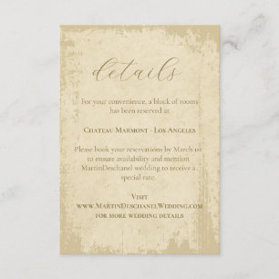 Carte D'accompagnement Élégant Hébergement Mariage Hors Blanc