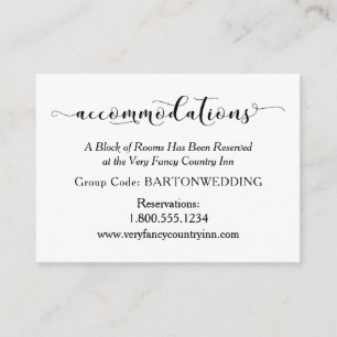 Carte D'accompagnement Élégant hébergement Mariage noir et blanc