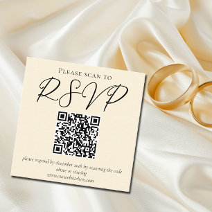 Carte D'accompagnement Elégant ivoire simple mariage RSVP QR Code