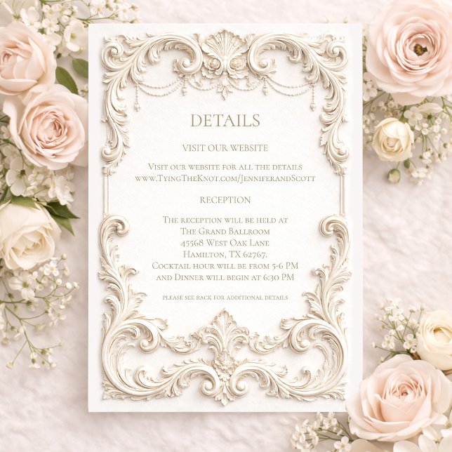 Carte D'accompagnement Elegant Ivory Baroque Wedding Enclosure Card (Elegant Ivory Baroque Wedding Enclosure Card)