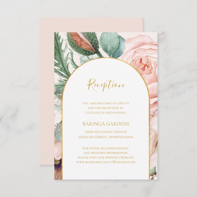 Carte D'accompagnement Elégant jardin fleuri | Réception de mariage Paste (Devant / Derrière)