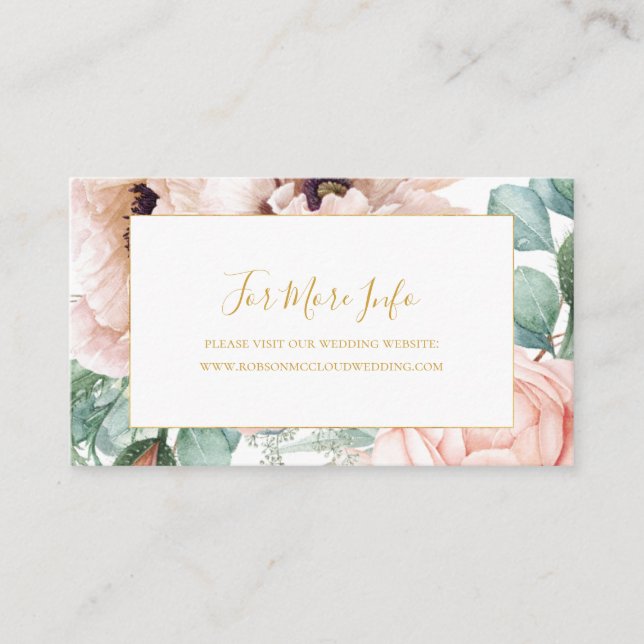 Carte D'accompagnement Elégant Jardin Floral Blush | MARIAGE (Devant)