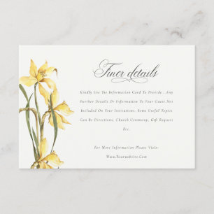 Carte D'accompagnement Elegant Jaune Daffodil Aquarelle Détails du Mariag