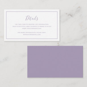 Carte D'accompagnement Élégant Lavande Formelle Dusty Mariage pourpre