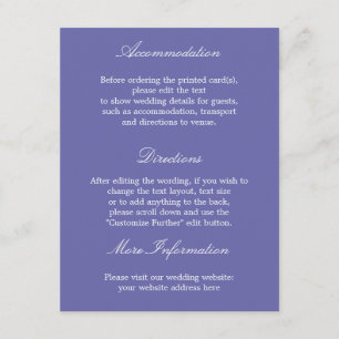 Carte D'accompagnement Elegant Lavender Mariage Détails Card