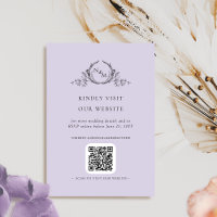 Elegant Lavender Monogram QR Code / RSVP Online