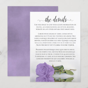 Carte D'accompagnement Elegant Lavender Purple Rose Détails du Mariage