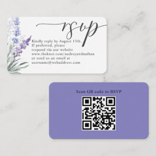 Carte D'accompagnement Élégant Lavender QR Code RSVP Mariage