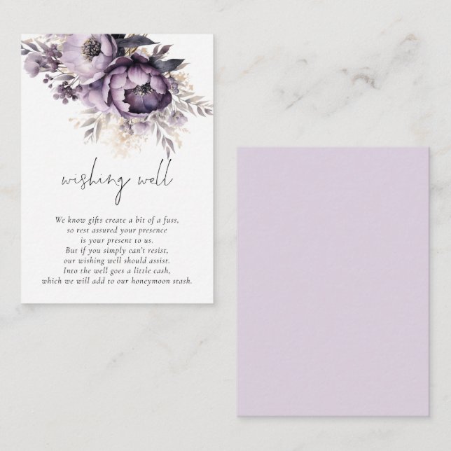 Carte D'accompagnement Élégant Lilac Florals Script Mariage Wishing well (Devant / Derrière)