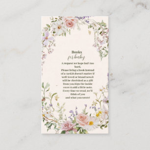 Carte D'accompagnement Elégant livre Fleur sauvage rose pour bébé
