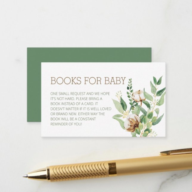 Carte D'accompagnement Elégant Livre Floral Eucalyptus Green Pour Bébé (Créateur téléchargé)
