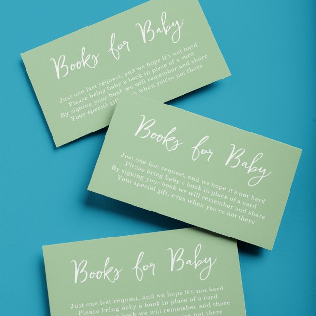 Carte D'accompagnement Elégant livre vert pour Baby shower bébé (Créateur téléchargé)