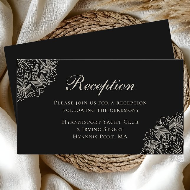 Carte D'accompagnement Elegant Mandala Indian Boho Chic Black Wedding (Créateur téléchargé)