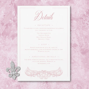 Carte D'accompagnement Élégant mariage à motif de chinoiserie rose avec o