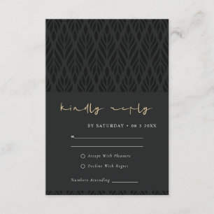 CARTE D'ACCOMPAGNEMENT ÉLÉGANT MARIAGE ART DÉCO NOIR OR RSVP