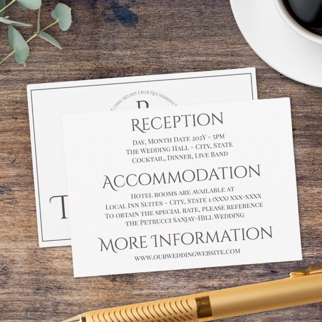 Carte D'accompagnement Elégant Mariage blanc gris personnalisé (Créateur téléchargé)