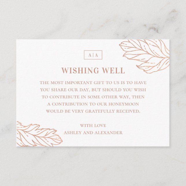 Carte D'accompagnement Elégant mariage botanique simple désirant bien (Devant)