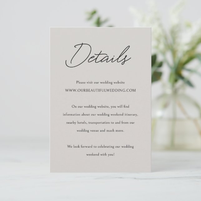 Carte D'accompagnement Élégant Mariage classique gris (Debout devant)