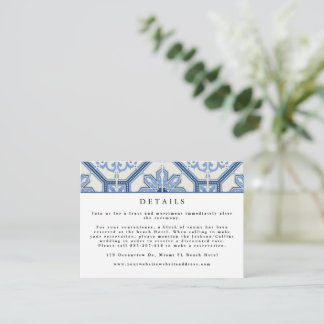 Carte D'accompagnement Élégant Mariage de carrelage bleu grec