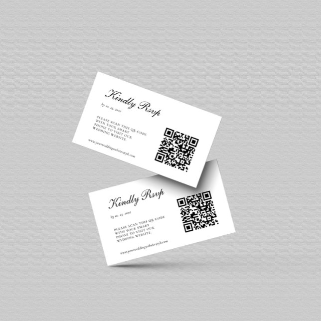 Carte D'accompagnement Élégant Mariage de code QR RSVP noir et blanc (Créateur téléchargé)