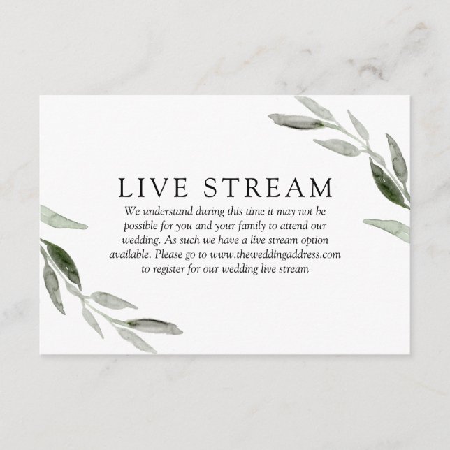 Carte D'accompagnement Elégant Mariage de feuilles vertes de printemps en (Devant)