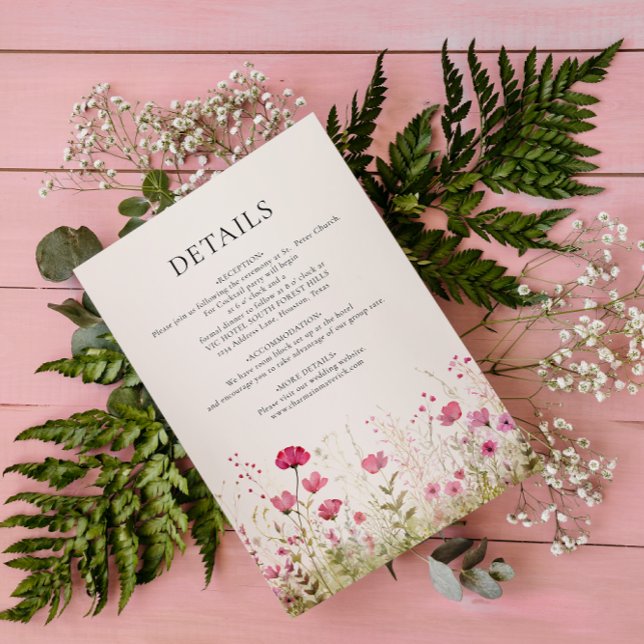 Carte D'accompagnement Élégant Mariage de fleurs sauvages crémeuses (Créateur téléchargé)