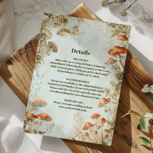 Carte D'accompagnement Élégant Mariage de fougère de champignons des bois