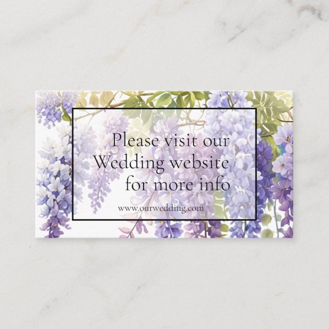 Carte D'accompagnement Élégant mariage de glycine couleur violet (Devant)