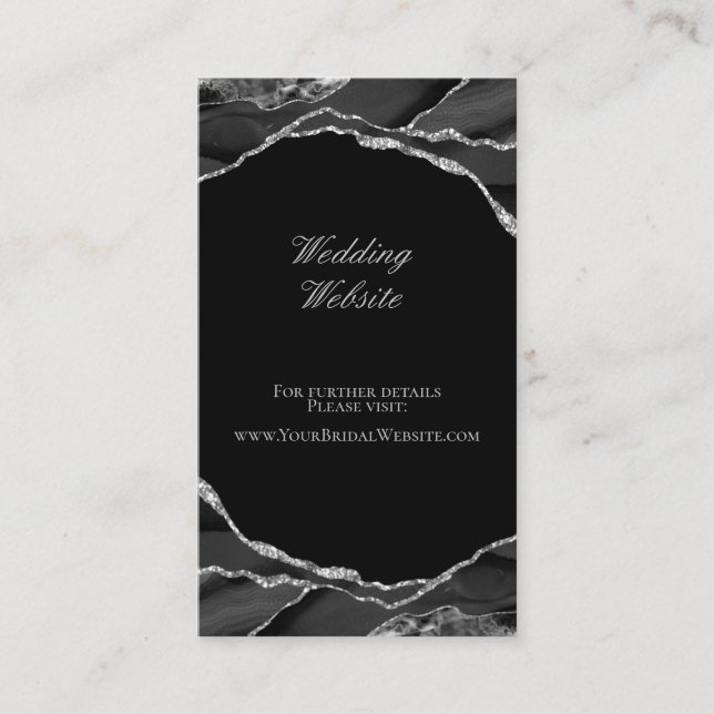Carte D'accompagnement Élégant Mariage de l'huile d'argent Black Agate (Devant)