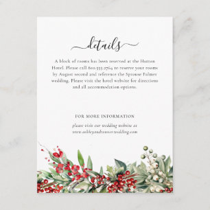 Carte D'accompagnement Élégant Mariage de Noël Botanique d'hiver