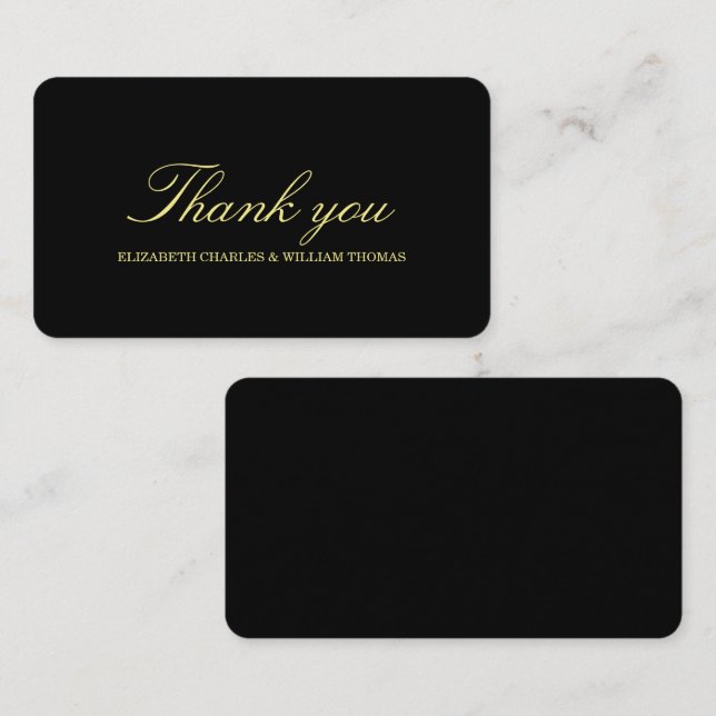 Carte D'accompagnement Élégant Mariage de script noir et or (Devant / Derrière)